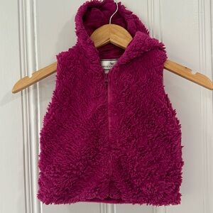Kids Sleeveless Hooded Vest - Fuzzy Pink